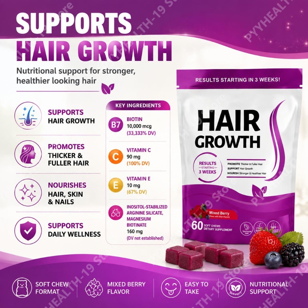 Golosinas Masticables para el  - Biotin Hair Growth reseña y precio