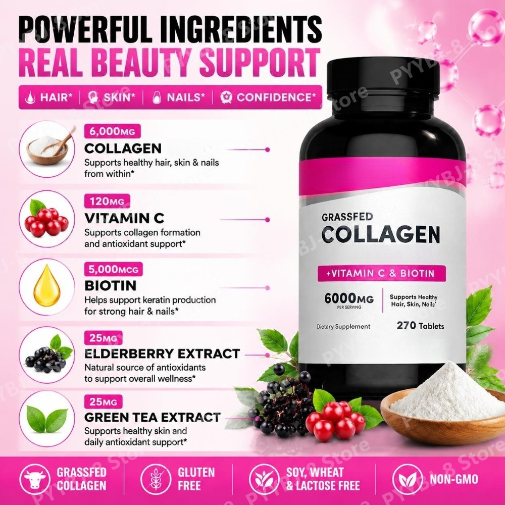 Tabletas de Colágeno 6000mg co - Biotin Hair Growth reseña y precio
